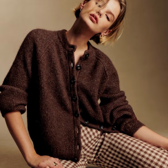 Sezane Sweaters - Sézane Othello Cardigan Alpaca Wool Chunky Knit Button Front, Mocha Brown S
